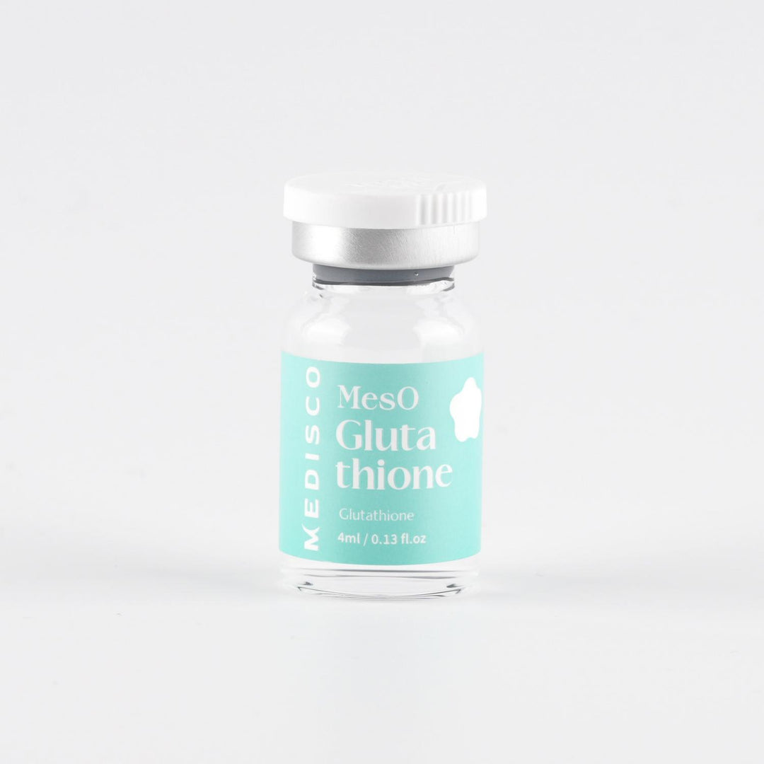 Single Medisco MesO Glutathione Ampoule vial  on a white background.