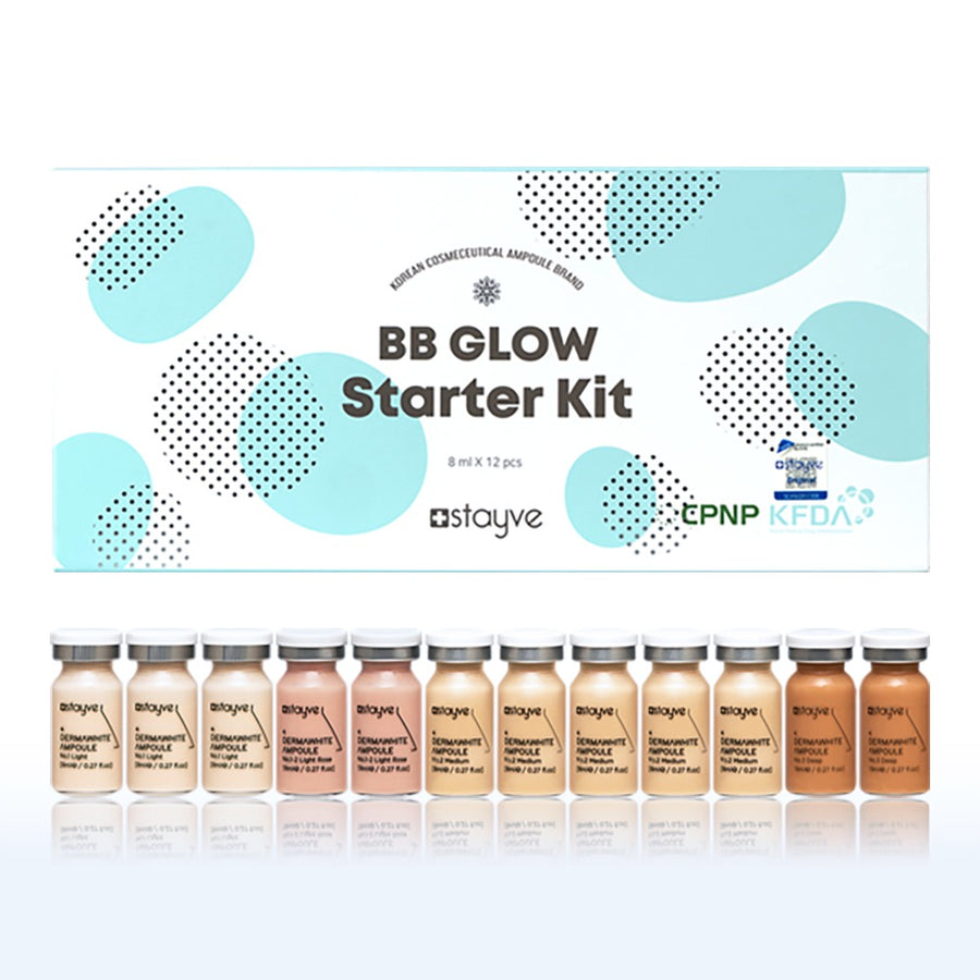 Stayve BB Glow Starter Kit with multiple vials on a white background