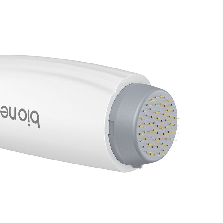 Bio Needle 60-Pin Scalp Derma Stamp side view with adjustable depth dial for customised use 