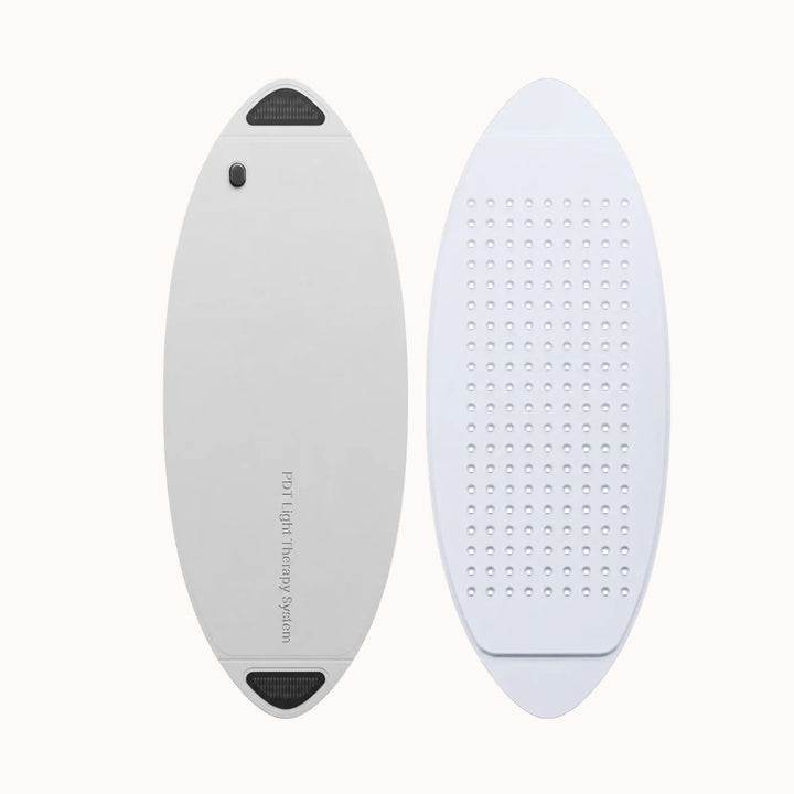 GooMi FlexiGlow Red Light Therapy Panel  front, underside LED array and side profile views