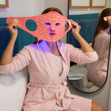 Load image into Gallery viewer, Peachaboo Pro Glo Silicone LED Light Therapy Mask on Model