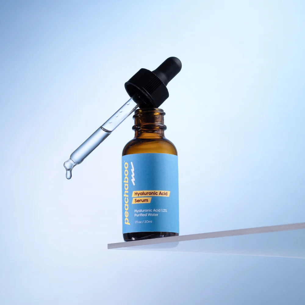 Peachaboo Hyaluronic Acid Serum 30ml blue bottle with dropper