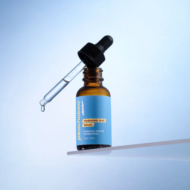 Peachaboo Hyaluronic Acid Serum 30ml blue bottle with dropper