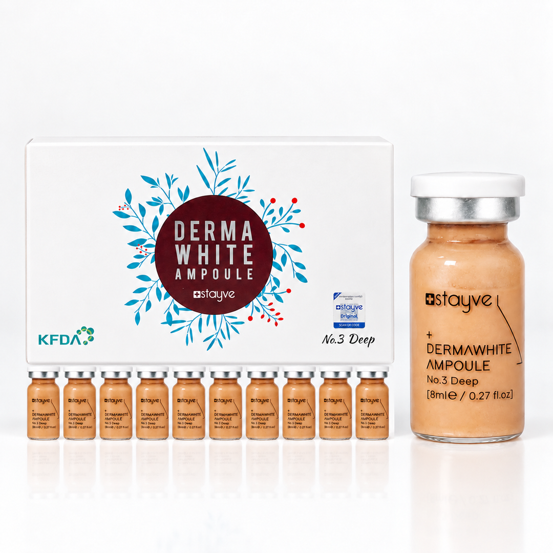 Stayve BB Glow Dermawhite Ampoule No.3 Deep box with 10 ampoule vials and single product vial