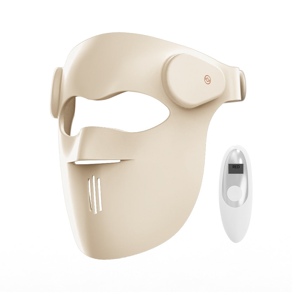 GOOMi 3D Silicone LED Light Therapy Mask with wireless remote control on a clean white background