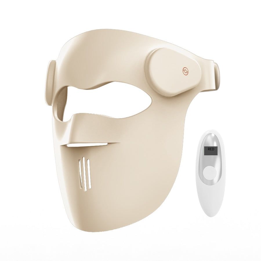 GOOMi 3D Silicone LED Light Therapy Mask with wireless remote control on a clean white background