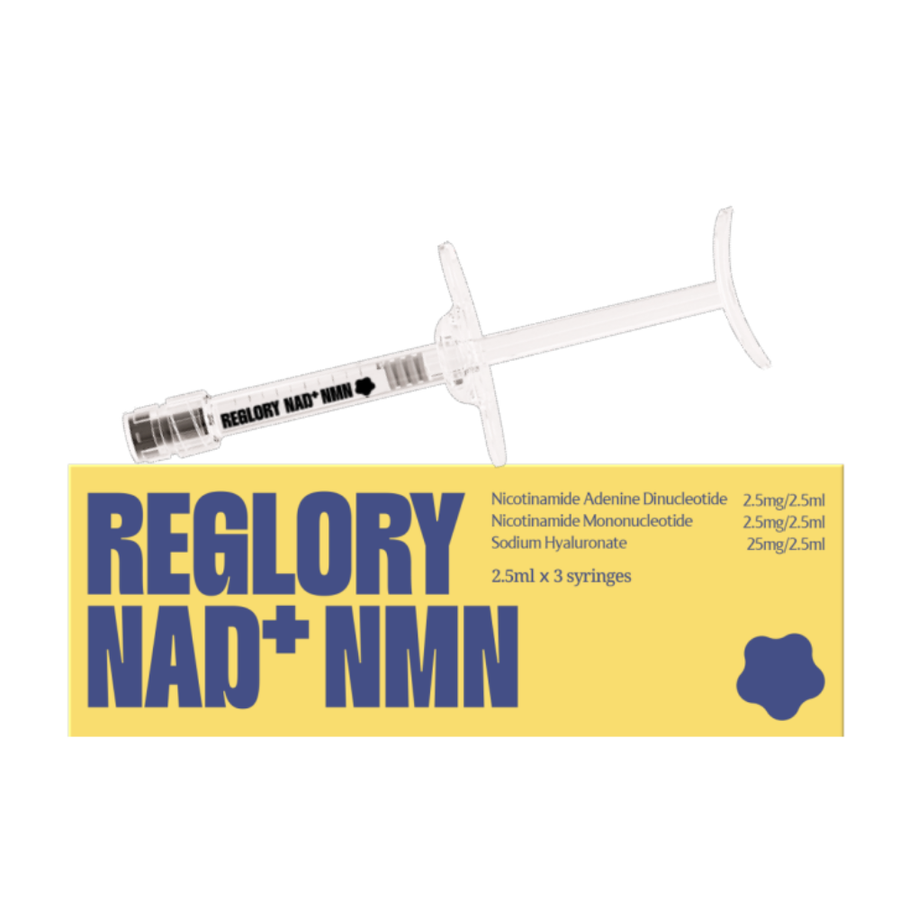 Syringe and packaging of REGLORY NAD+ NMN Skin Booster on a white background