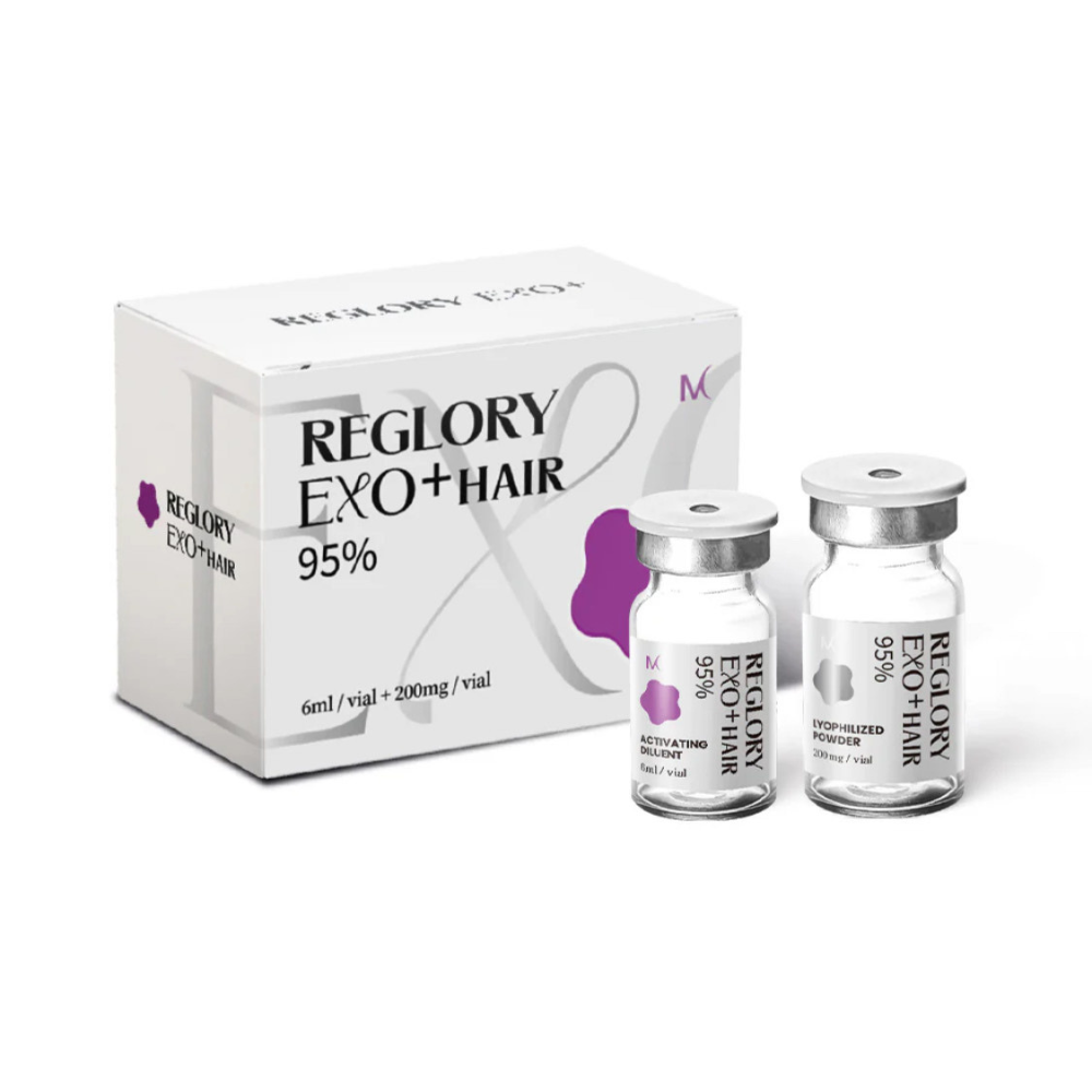 Reglory EXO+Hair Serum Growth product packaging with vials on a white background