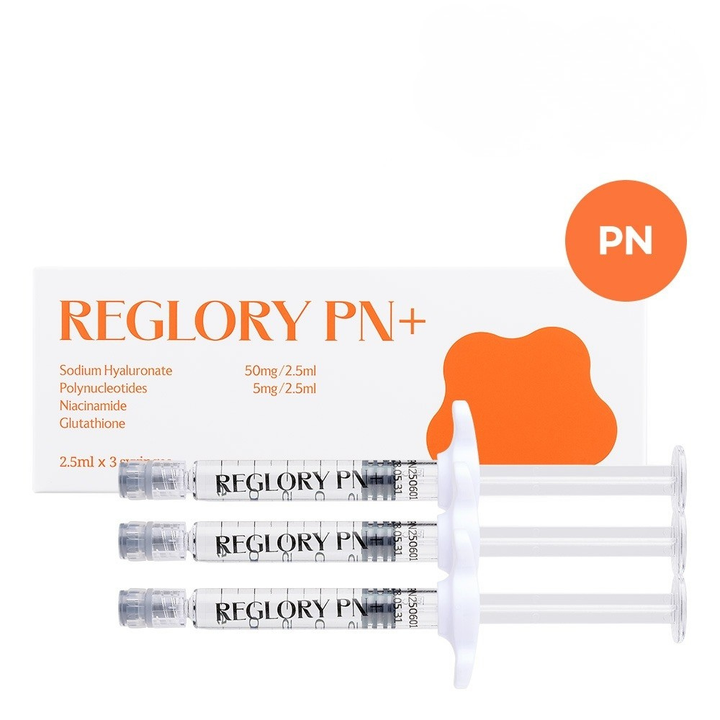 Reglory PN+ Skin Booster syringes with packaging box on a white background