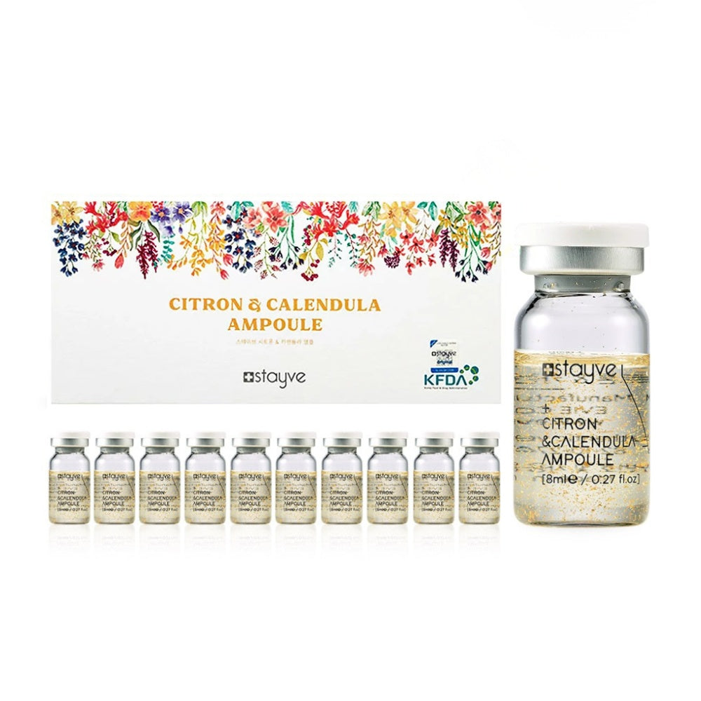 Stayve Citron & Calendula Ampoule kit packaging with multiple ampoules on a white background