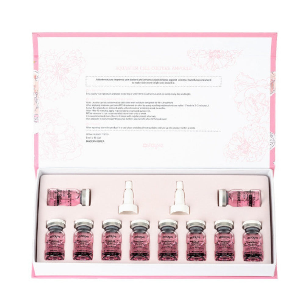 Stayve Aqua Stem Cell Culture Ampoules opened packaging showcasing vials & applicators