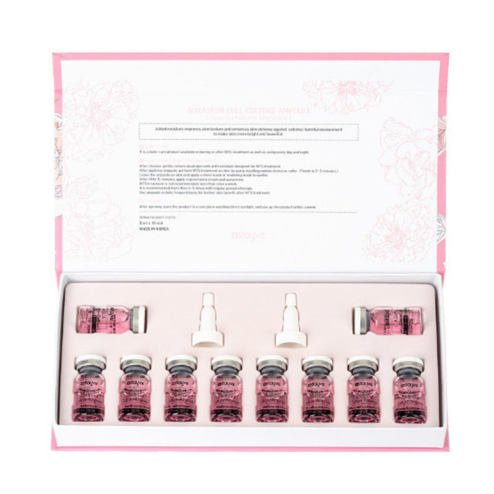 Stayve Aqua Stem Cell Culture Ampoules opened packaging showcasing vials & applicators