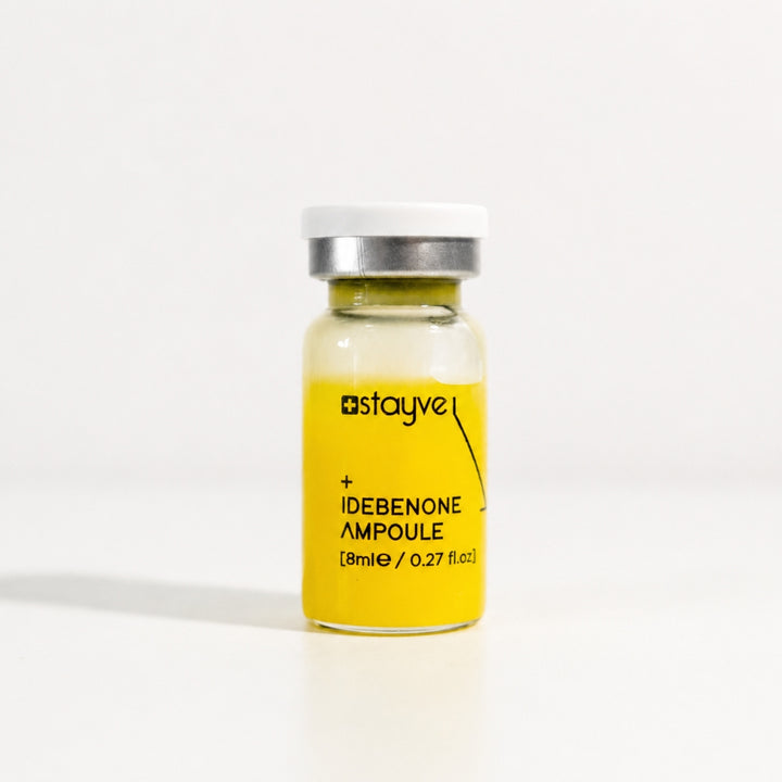 Stayve Idebenone Ampoule vial with yellow formula for brightening skincare treatments