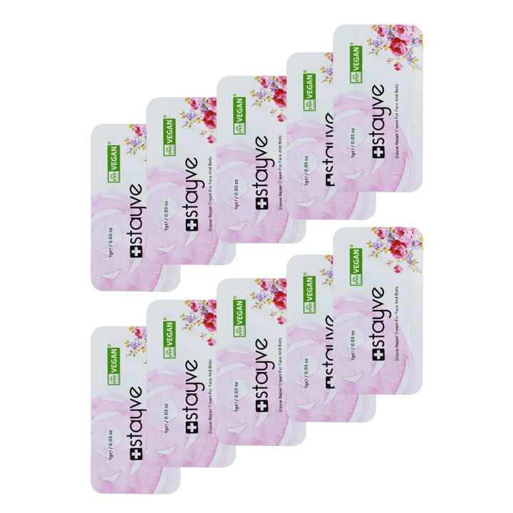 Multiple packages of stayye products on a white background