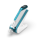 Dr. Pen H6 microneedling pen with LCD display, speed and depth controls, docked upright on charging stand.