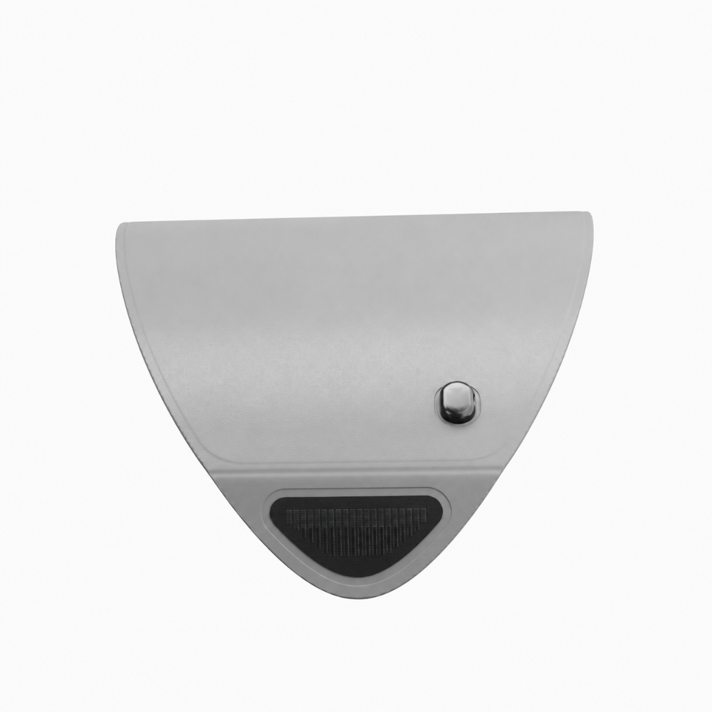 Close-up of the Goomi PDT LED Light Therapy Pod showing the side control button aand details. 