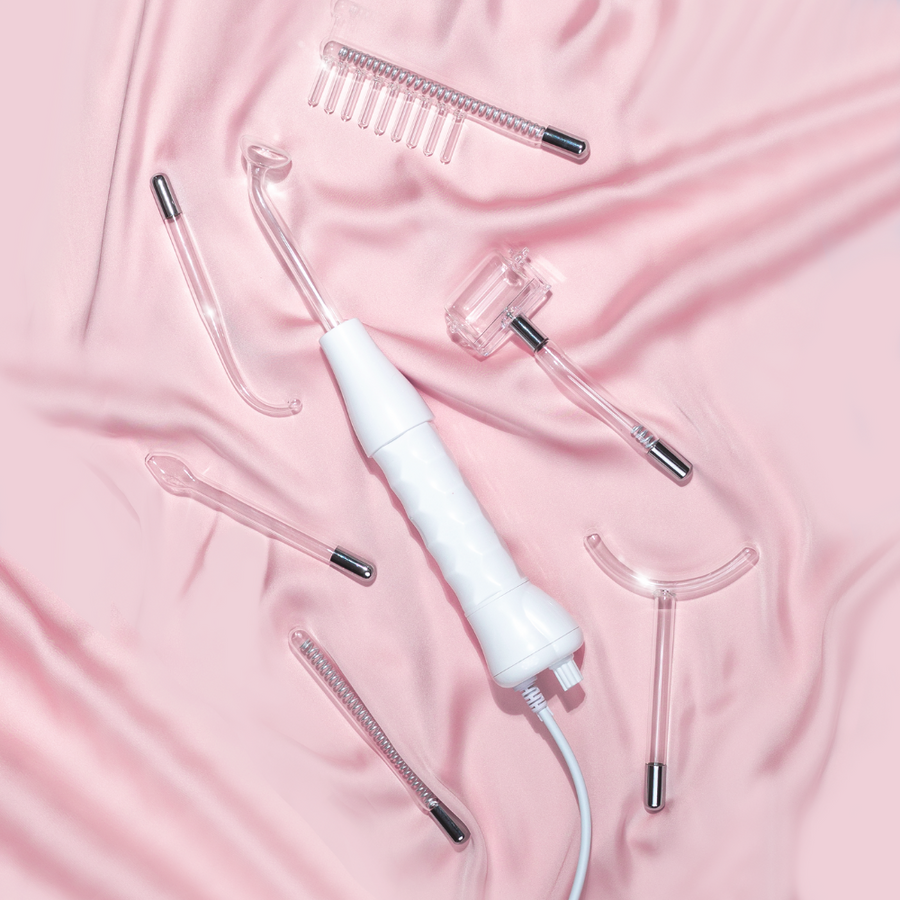 Image of Peachaboo High-Frequency Therapy Wand glass electrode attachments for Acne Flatlays