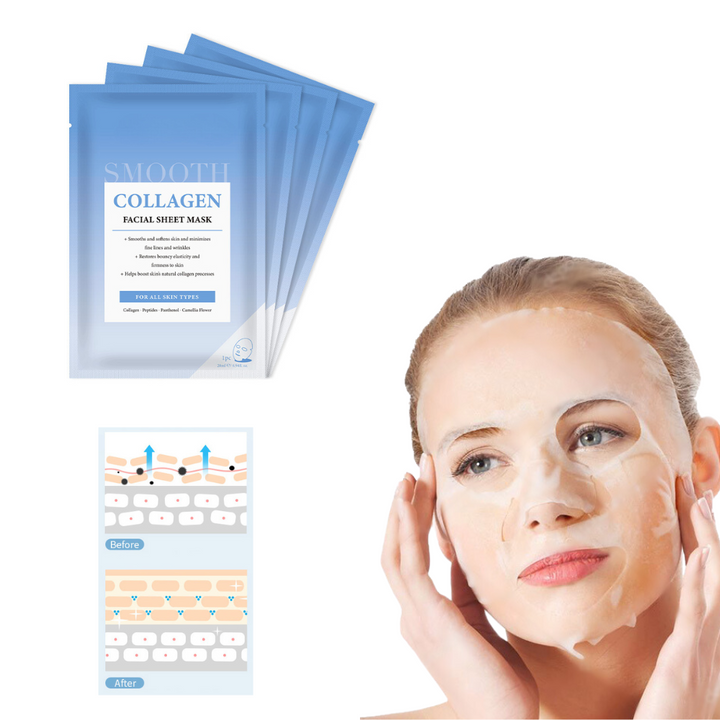 collagen facial mask used by a woman