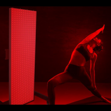 Load image into Gallery viewer, a woman using Vertical Stand for PeakMe Red Light Therapy Panel