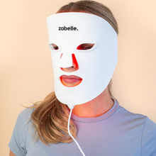 Load image into Gallery viewer, zobelle lumiere silicone led light therapy mask on model