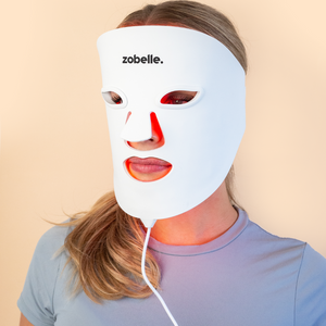 zobelle lumiere silicone led light therapy mask on model